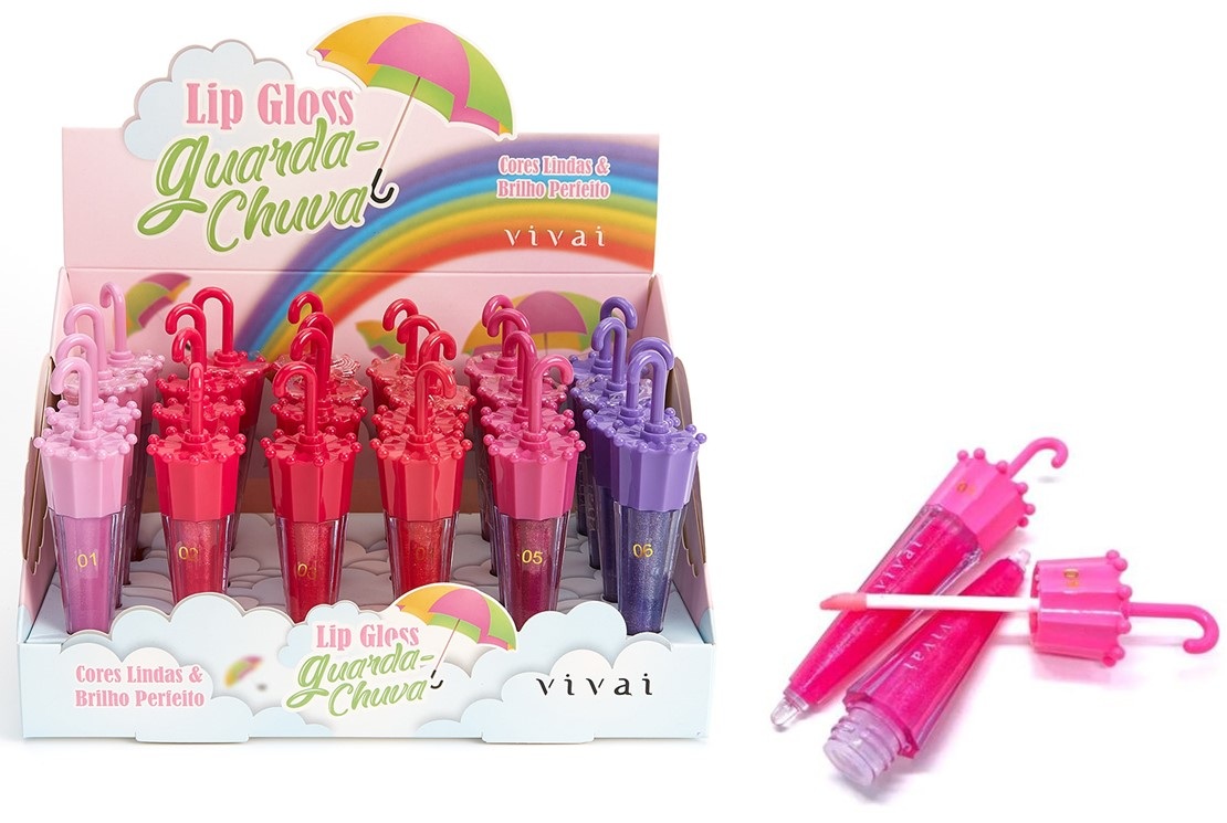 LIP GLOSS GUARDA CHUVA 6 CORES VIVAI 3051...
