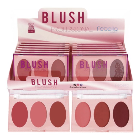 PALETA DE BLUSH COM 3 TONALIDADES FEBELLA...