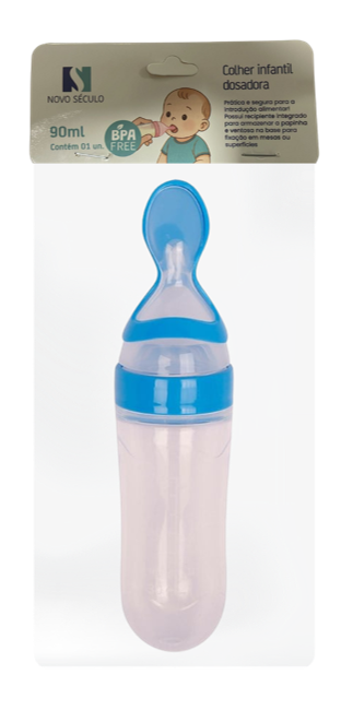 COLHER INFANTIL DOSADORA AZUL EM PLASTICO...