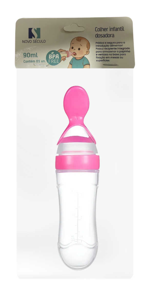 COLHER INFANTIL DOSADORA ROSA EM PLASTICO...