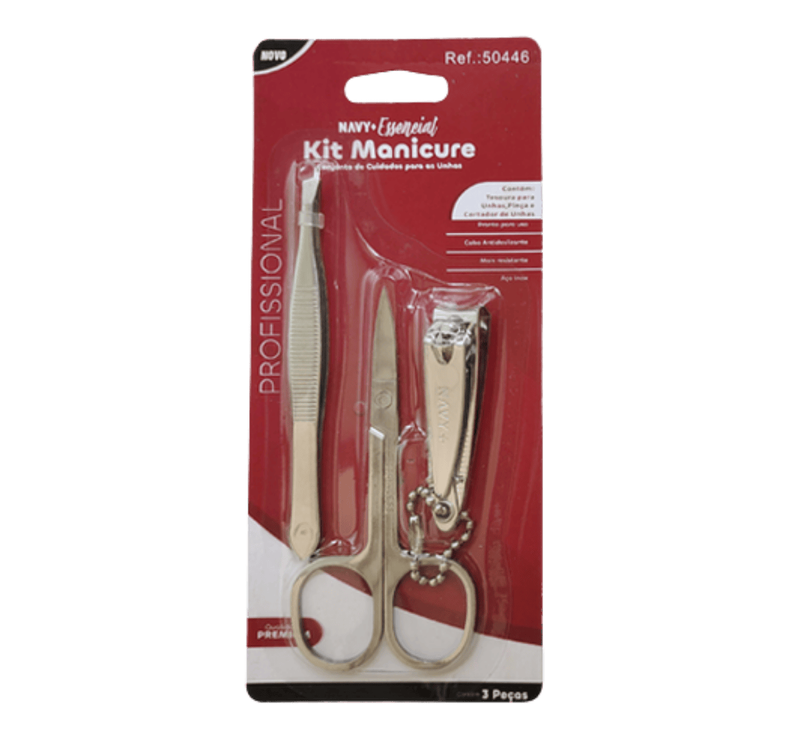 KIT MANICURE 3 PCS PINCA TESOURA CORTADOR...