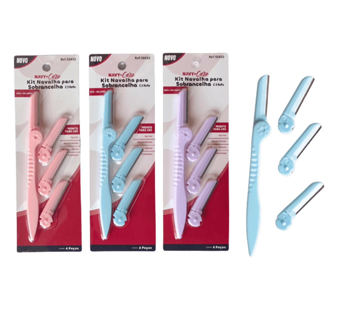 KIT NAVALHA 3 REFIS PARA SOBRANCELHAS NAVY