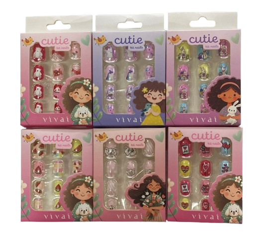 UNHA POSTICA INFANTIL KIT NAILS CUTIE VIV...