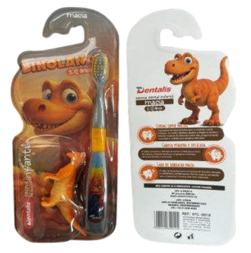 ESCOVA DE DENTE INFANTIL MACIA COM DINOSS...