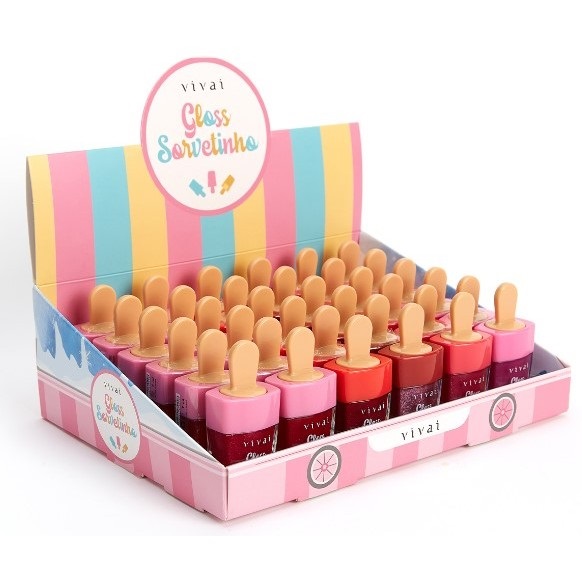 Gloss Labial Com Glitter Sorvetinho Sabor...